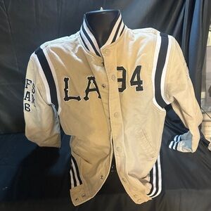 Beige Varsity Jacket with Black Accents-Supreme size large-#522